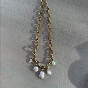 Elegant Gold Pearl Necklace